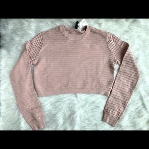 Baby Pink striped crop-top sweater